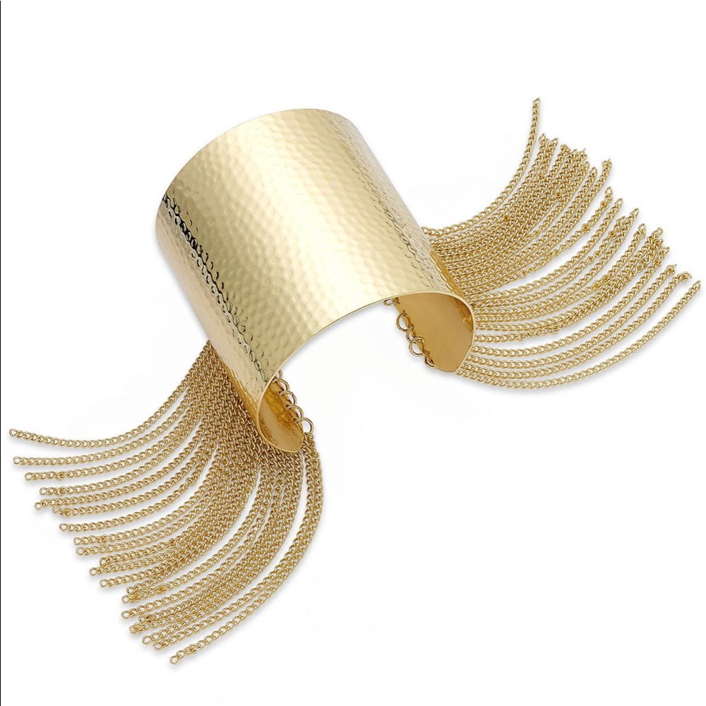Thalia gold hammered fringe cuff